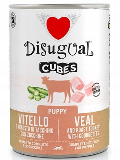 4x Disugual Mokrá kostka Puppy Telecí Krůta 400 g