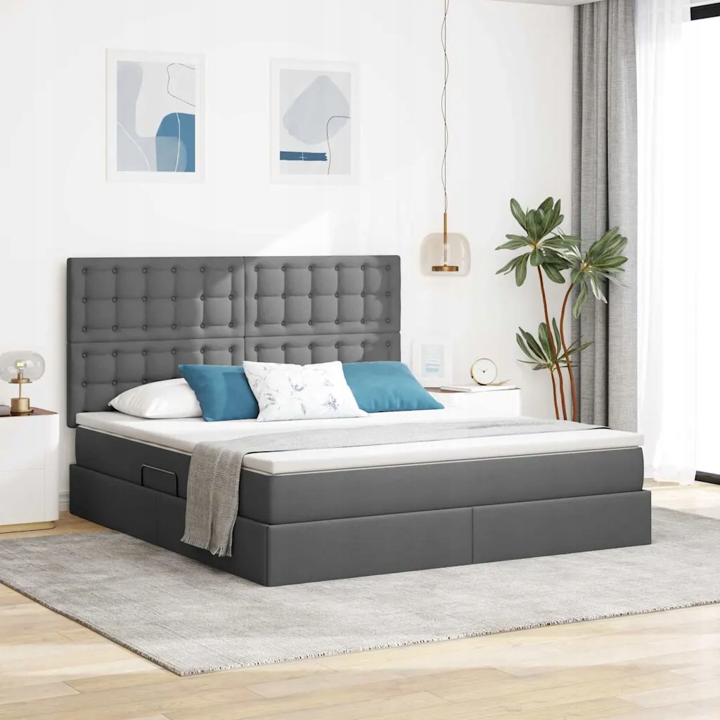 vidaXL Postel s úložným prostorem a matrací Tmavě šedá 180 x 200 cm