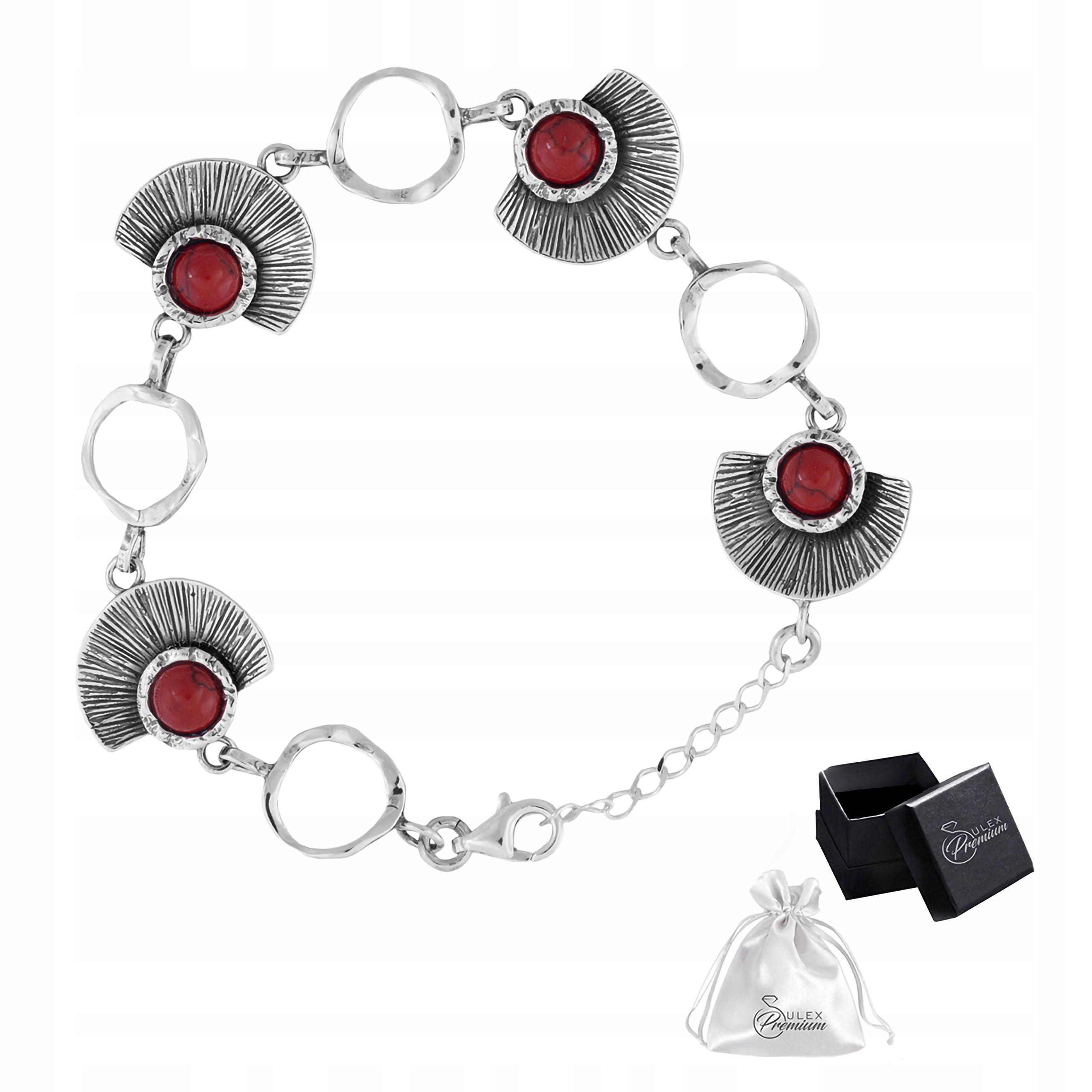 Náramek stříbro 925 Elegantní náramek s červenými korálky pro ni