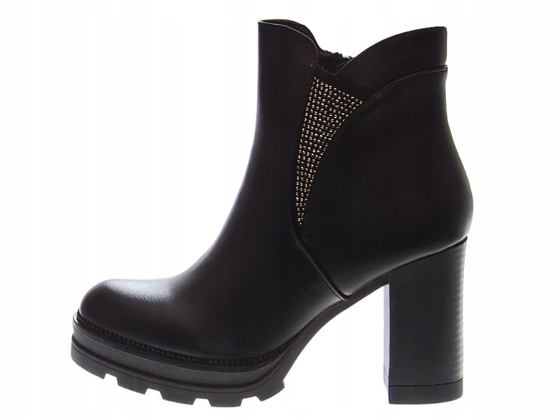Ocieplane Botki Na Słupku Platforma Black r.41