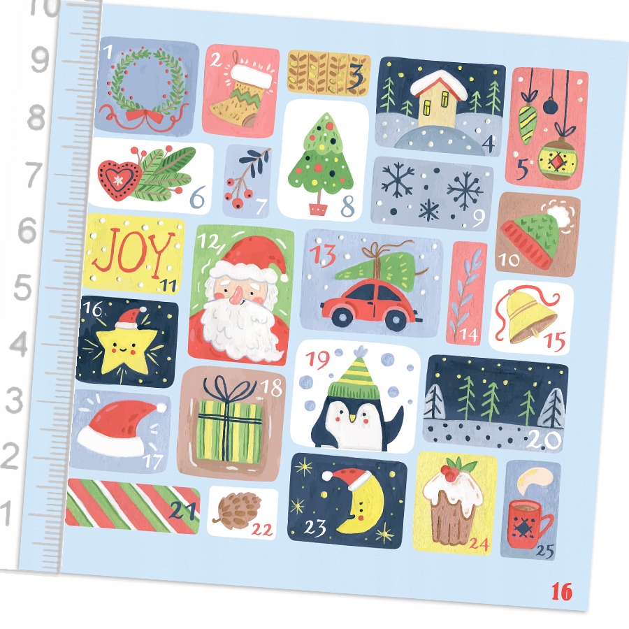 NAKLEJKI ŚWIĄTECZNE ADWENTOWY KALENDARZ 10x10 N16 Kod producenta 2210