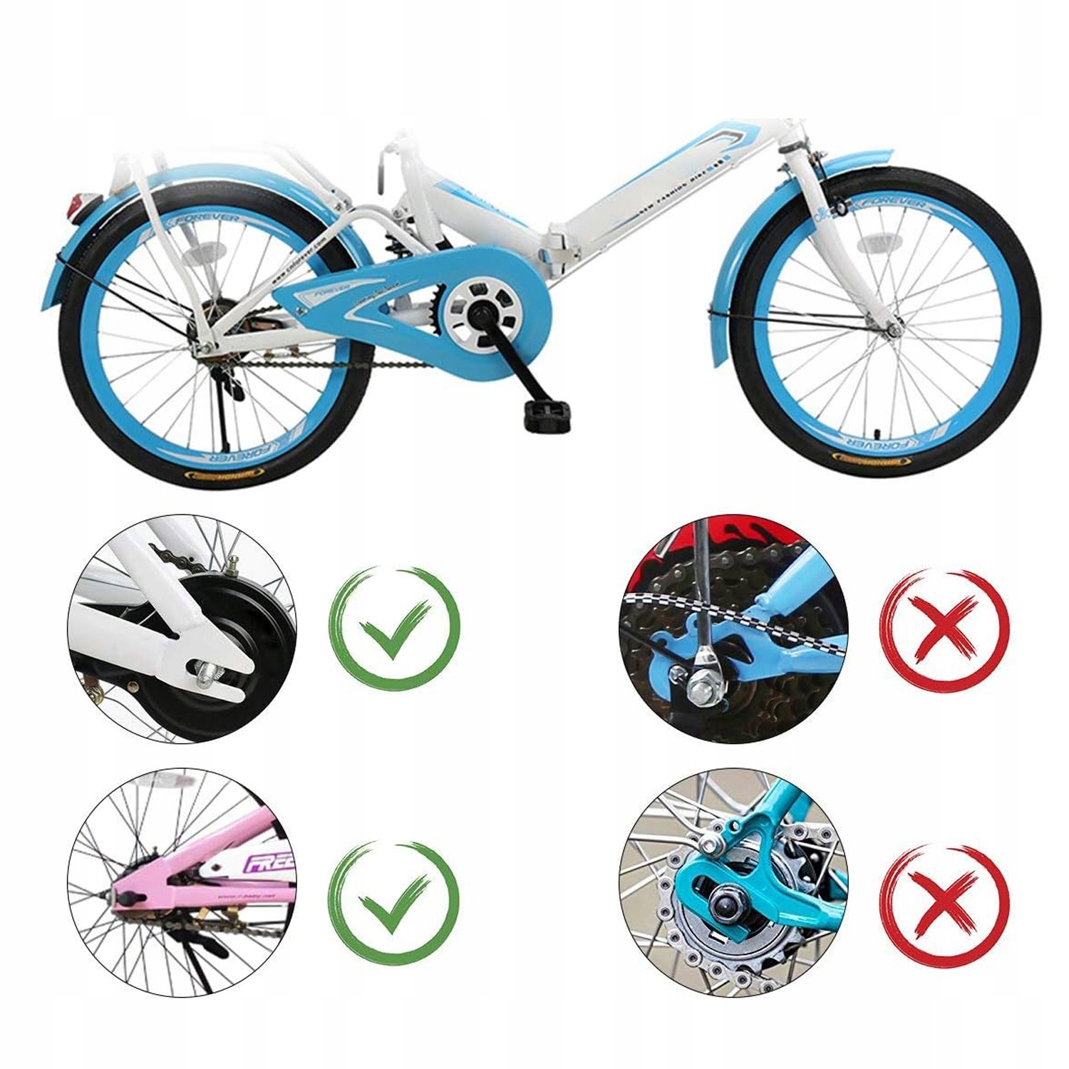 ZESTAW KÓŁKA BOCZNE DO ROWERU REGULOWANE 12-20" Z LED ŚWIECĄCE KOLOROWE x2 Kolor niebieski