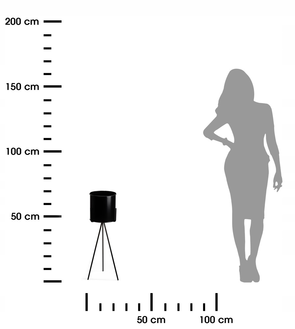 Kwietnik stojący metal czarny 65 cm LOFT osłonka Marka HowHomely