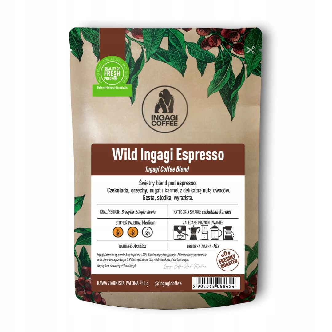 Levně Káva zrnková 1 kg Wild Ingagi Espresso