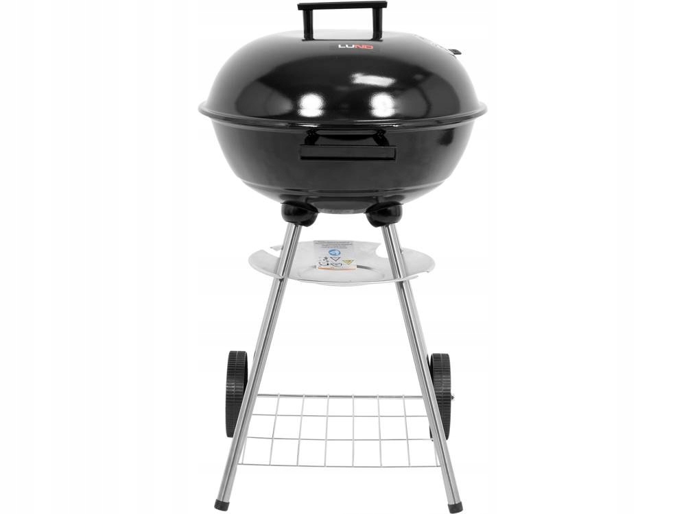 Uhlíkový Gril Lund s krytem Kulový rošt 41 cm Kolečka Popelník