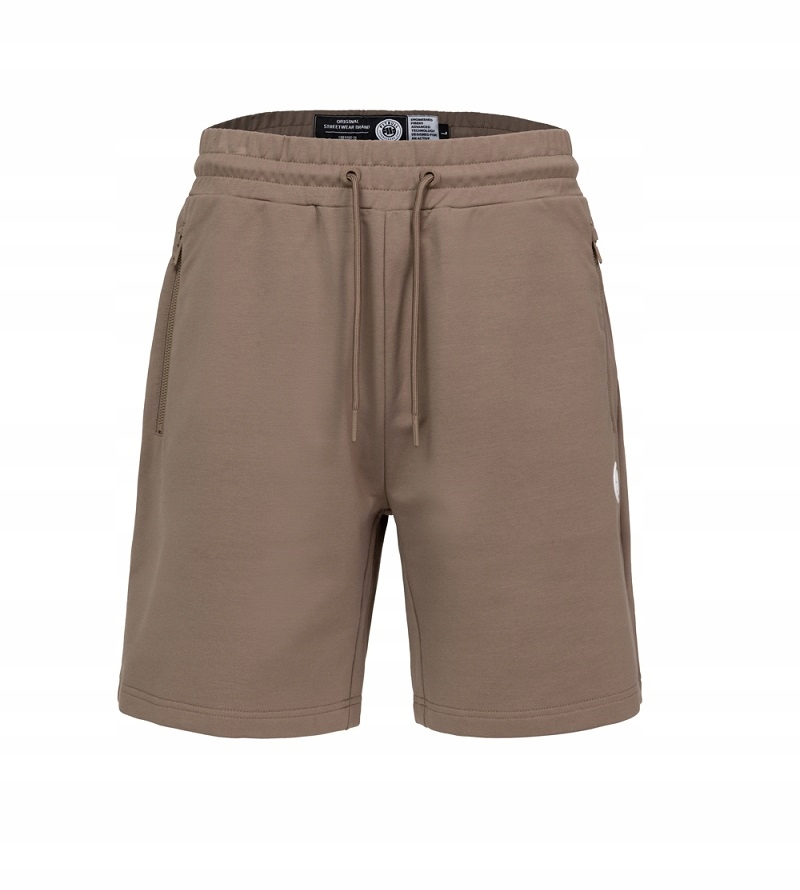 PitBull kraťasy šortky Nugget teplákové malé logo zip světle hnědá M