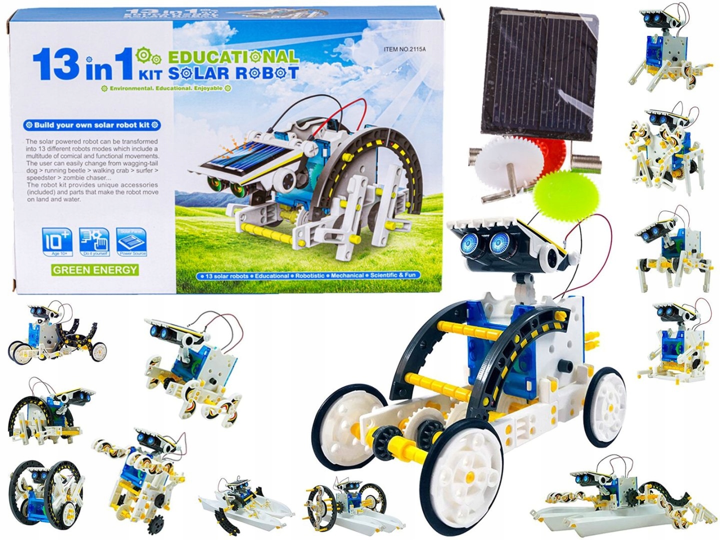 EDUKACYJNY ZESTAW SOLARNY ROBOT 13w1 - Pies, Łódka