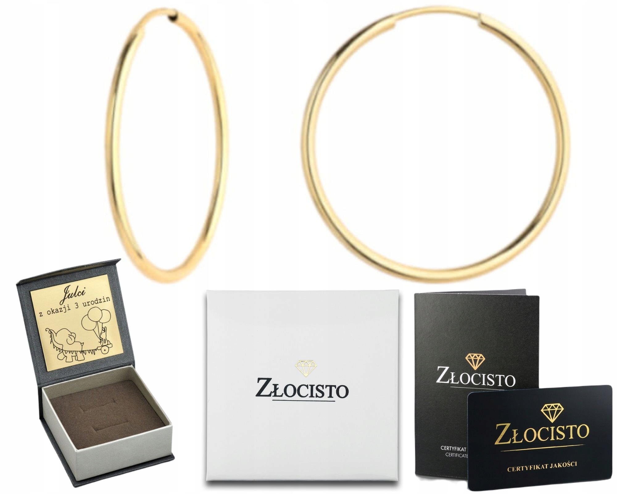 Zlaté Kruhové Náušnice Hladké 3,2 CM 32 MM 585