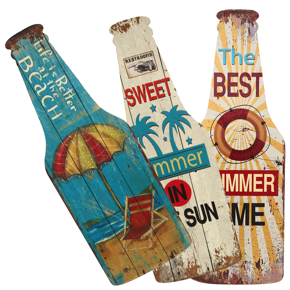 BUTELKA DREWNIANA WISIOREK PLAŻA 3 SZT