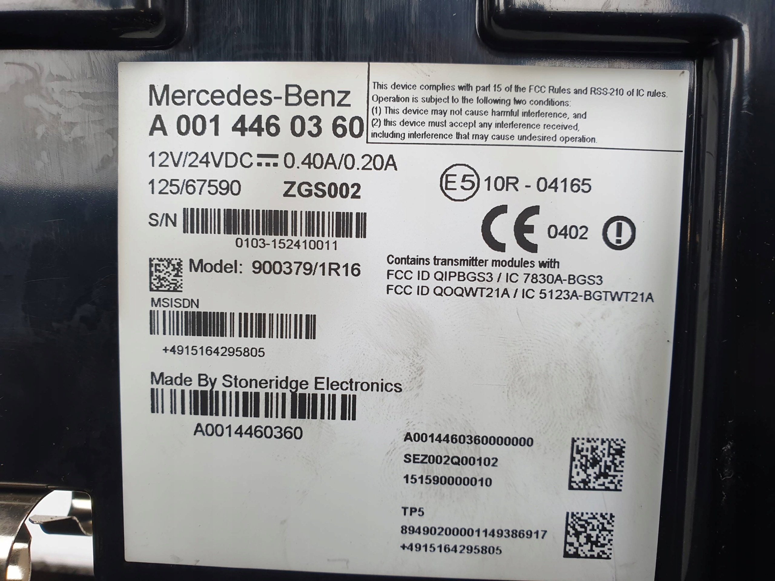 modulo TELEMATIC A0014460360 MERCEDES ACTROS 1845