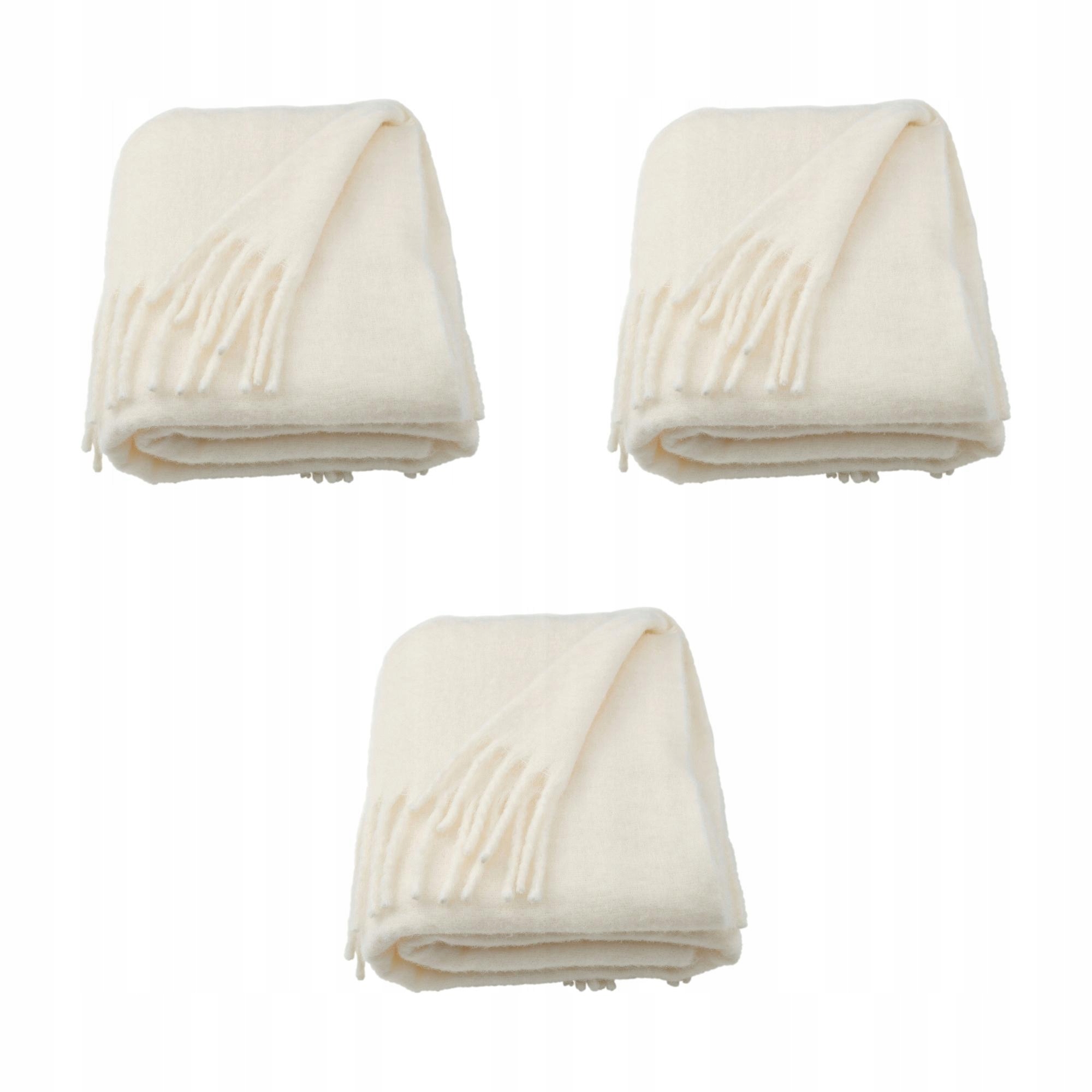 3 ks Krémový pléd 130 x 170 cm z recyklovaného polyesteru Klippoxel