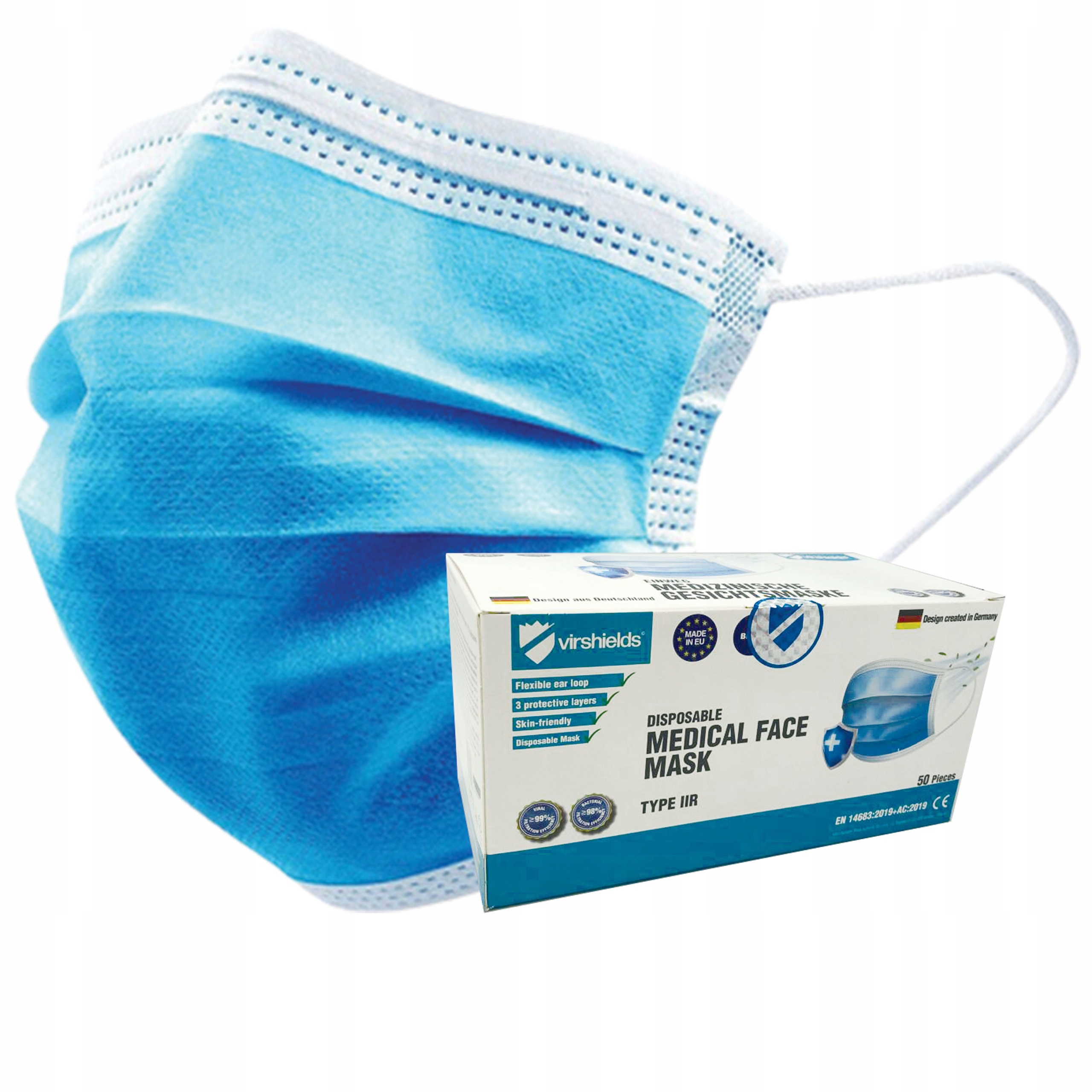 

Maska Maseczka Chirurgiczna Medyczna Typ Iir 50SZT