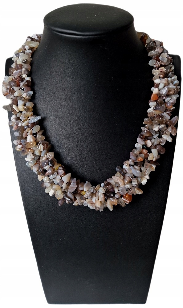 Přírodní Botswanské Acháty Náhrdelník Hrubý Etno Art Kameny Změny Antistres