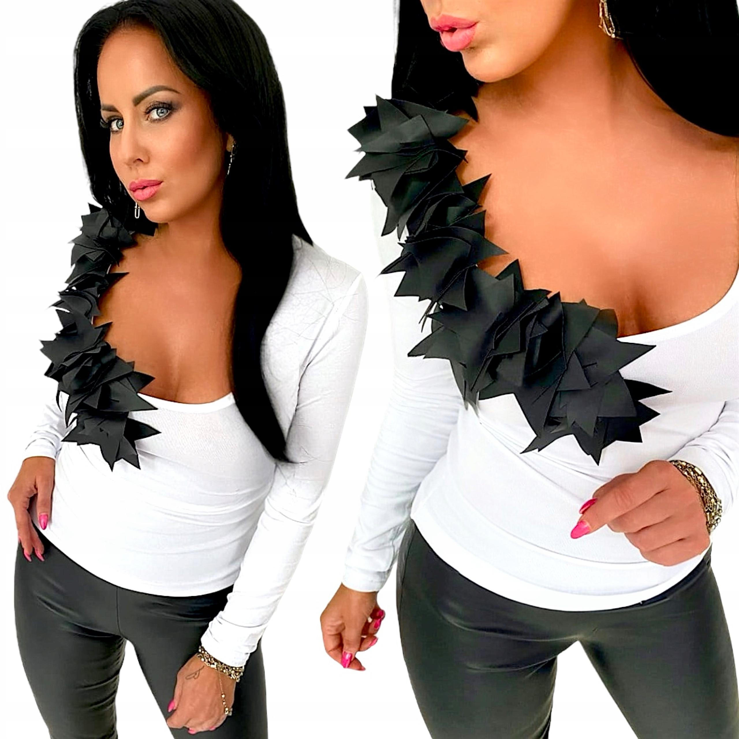 LipMar Dámská elegantní halenka vhodná na příležitost, sexy výstřih, velikost L 40