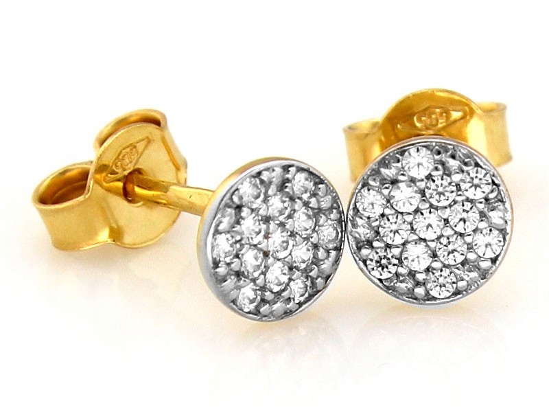 Dámské zlaté náušnice 585 se zirkonem a kolečkem, značkové, moderní