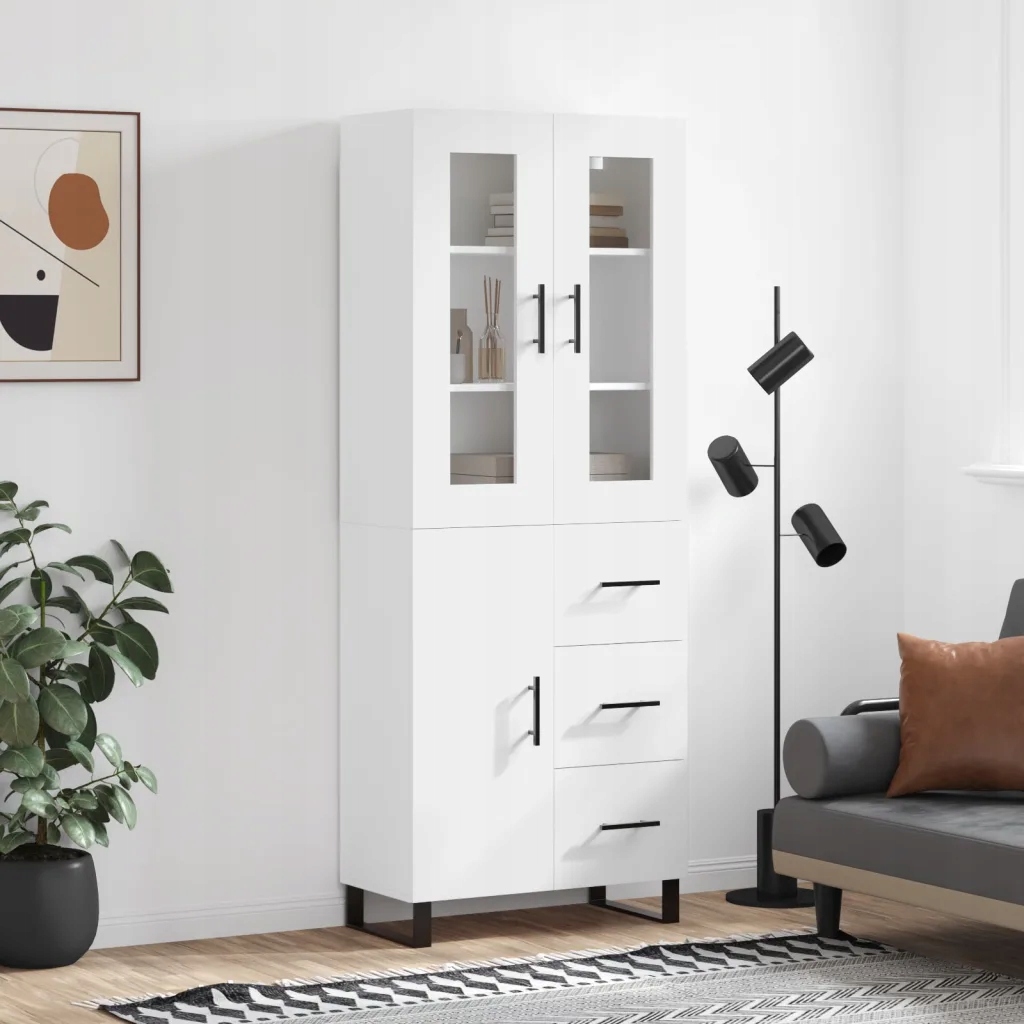 Skříň highboard bílá 69,5 x 34 x 180 cm kompozitní dřevo Bílá 3198489