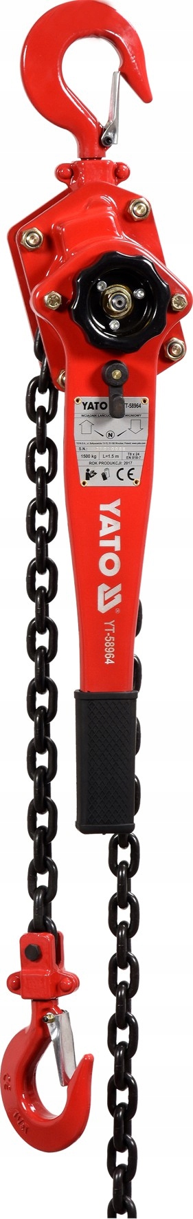 YATO WCIĄGARKA WYCIĄGARKA ŁAŃCUCHOWA 1500 kg 1,5T Kod producenta YT-58964