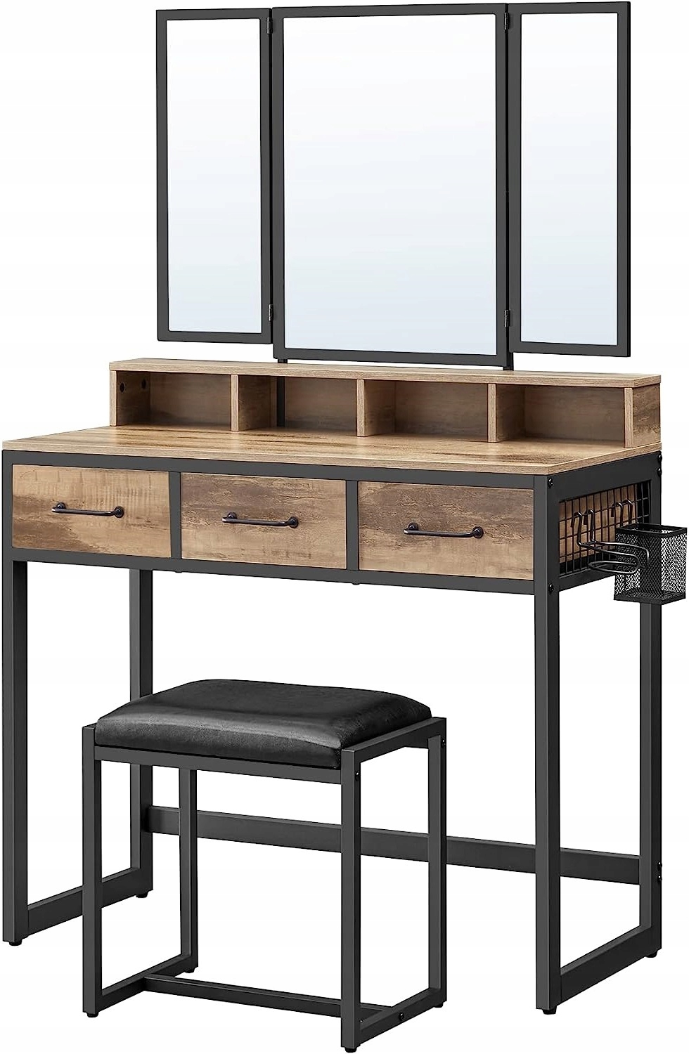 Toaletka z lustrem i taboretem Loft Rustykalna