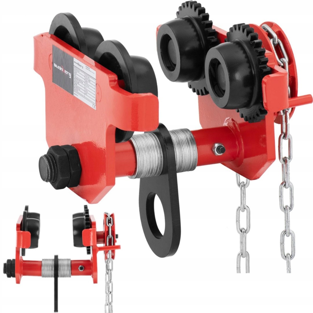 WÓZEK SUWNICOWY BELKOWY RĘCZNY PODWIESZANY Z ŁAŃCUCHEM 90-125 MM 2000 KG