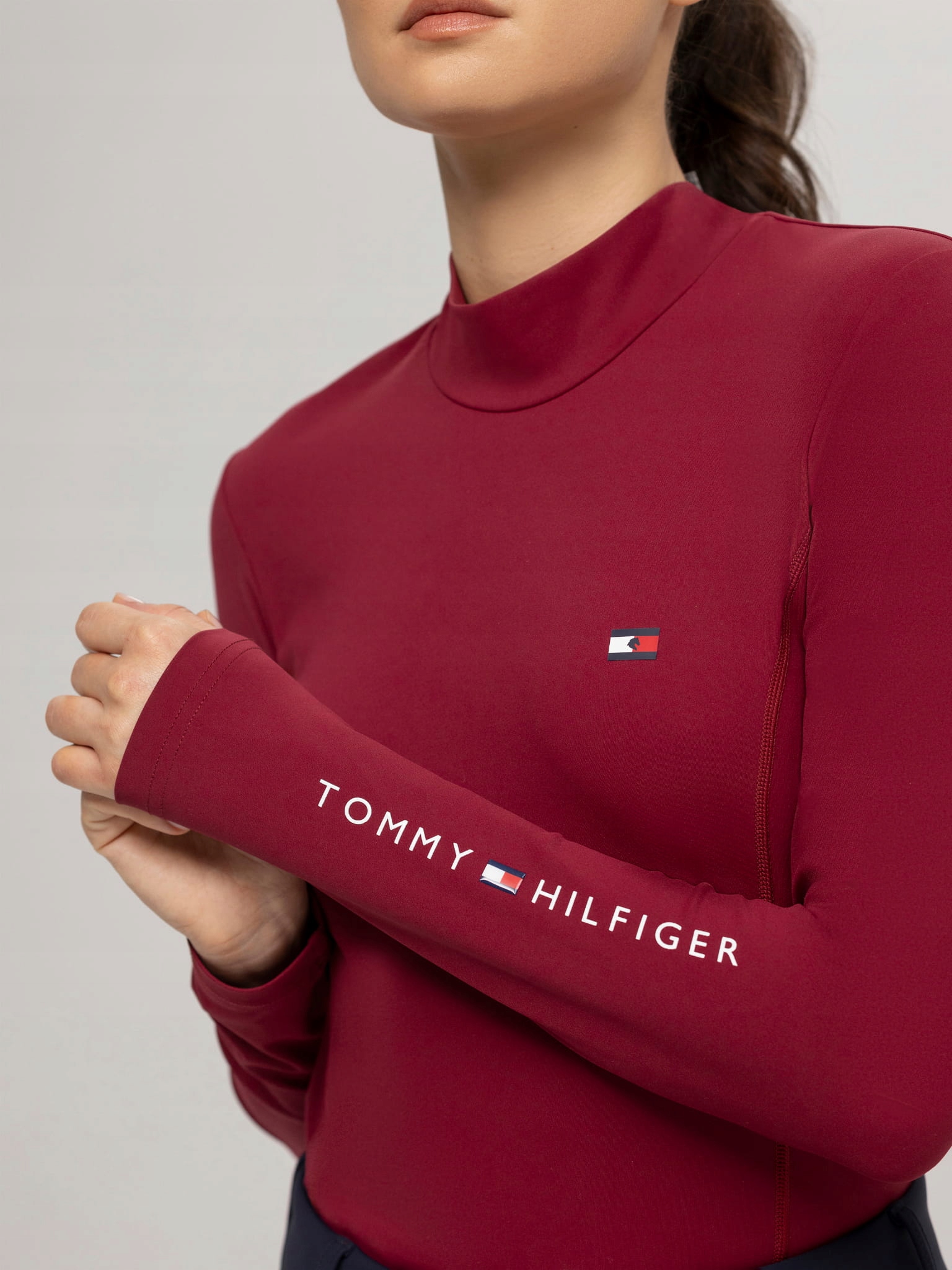 Tommy Hilfiger Equestrian bluza golf termiczny damski Baselayer Rouge XL