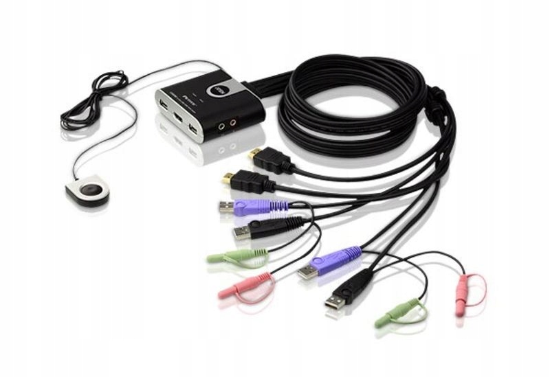 Aten 2-portový Kvm prepínač Usb HDMI/Audio s diaľkovým ovládaním