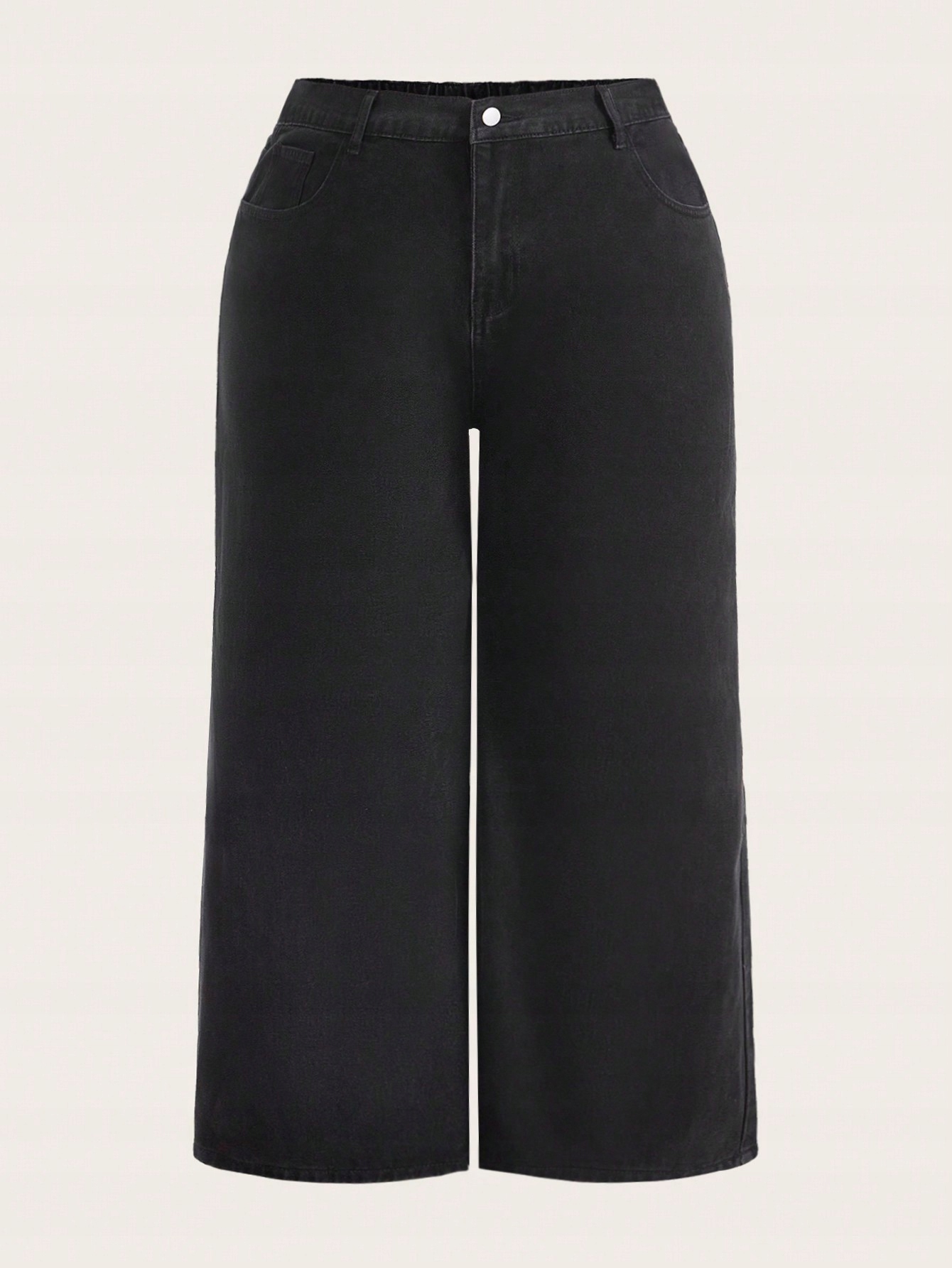 Džíny S Vysokým Pasem A Elastickým Pasem Černé Plus Size Shein 64