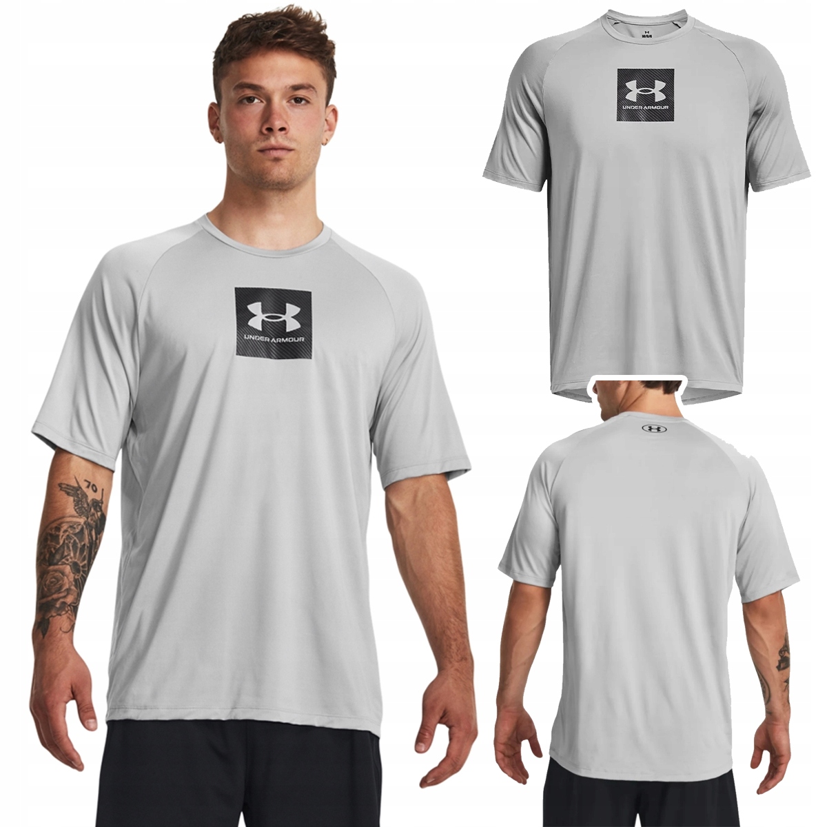 Koszulka T-Shirt męski Under Armour Tech Print 1380785 Szary r. XL