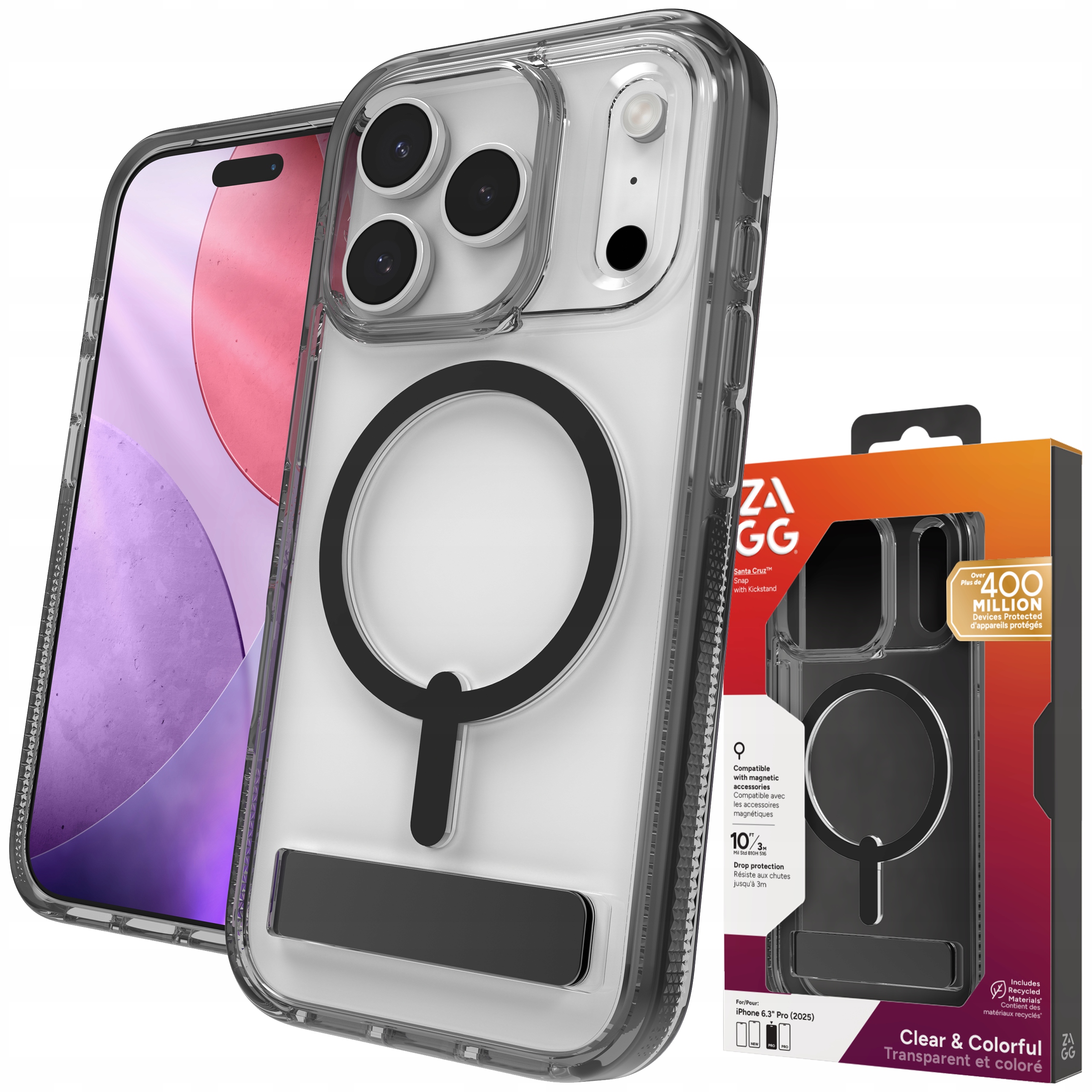 Zagg Santa Cruz Snap Kickstand Case Pouzdro s MagSafe a stojánkem pro iPhone 17 Pro