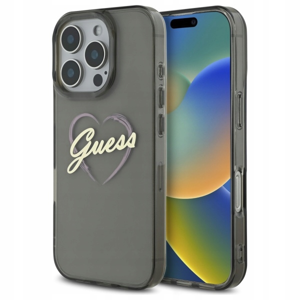 Guess GUHCP16LHCHGSPK iPhone 16 Pro 6,3" černý/černý pevný obal IML Heart