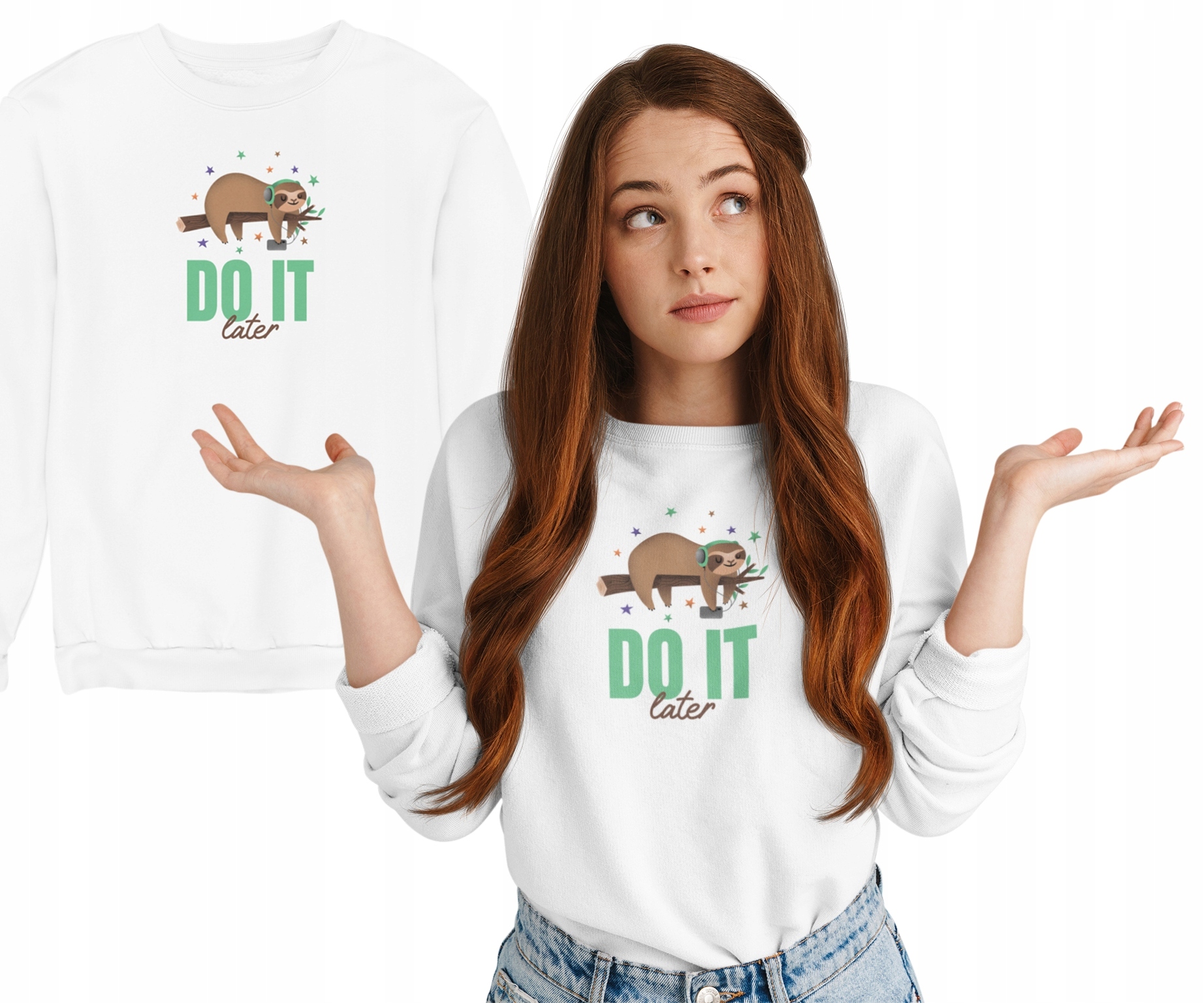 

Bluza Damska Leniwiec Do It Later Śmieszne Wzory S