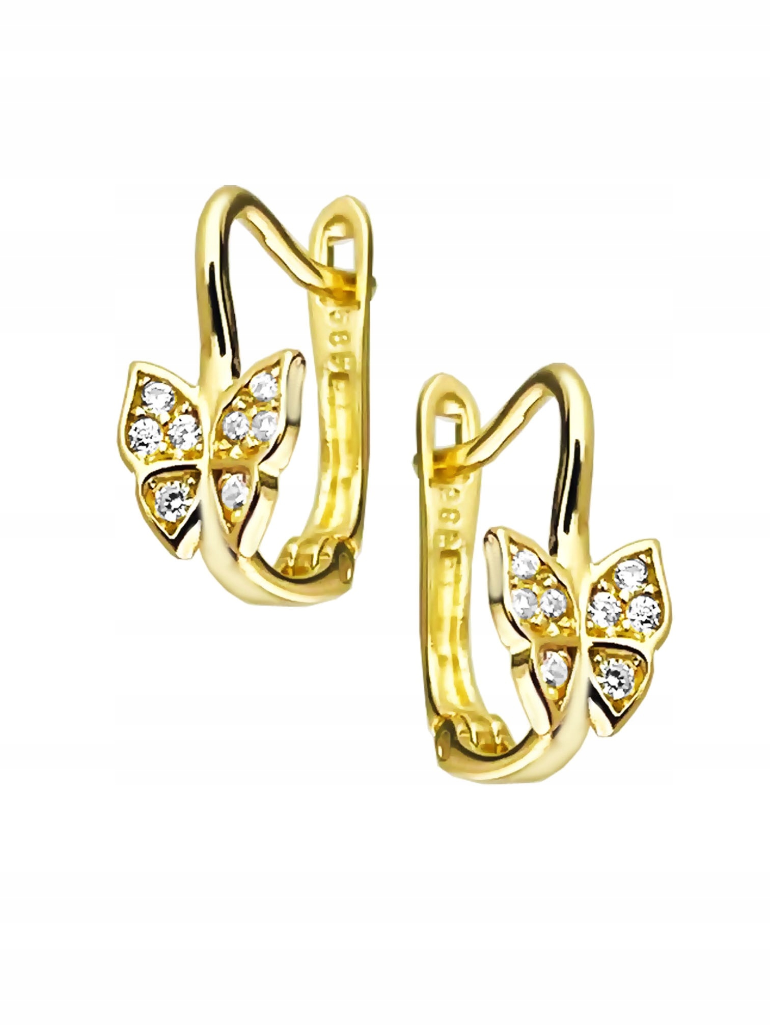 Zlaté náušnice s motýlky a mini zirkony