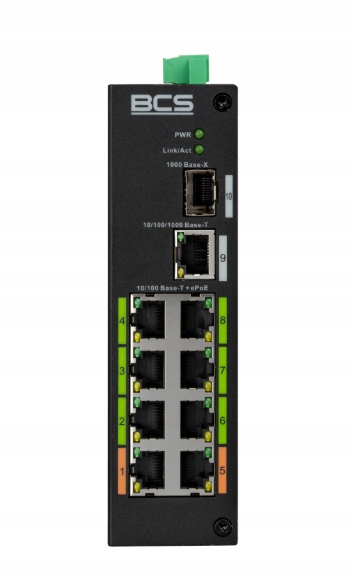 Switch BCS-L-SP08E01G-1SFP(2) Line 8 Portowy 8X PoE 1X Sfp 1X RJ45 Tryby
