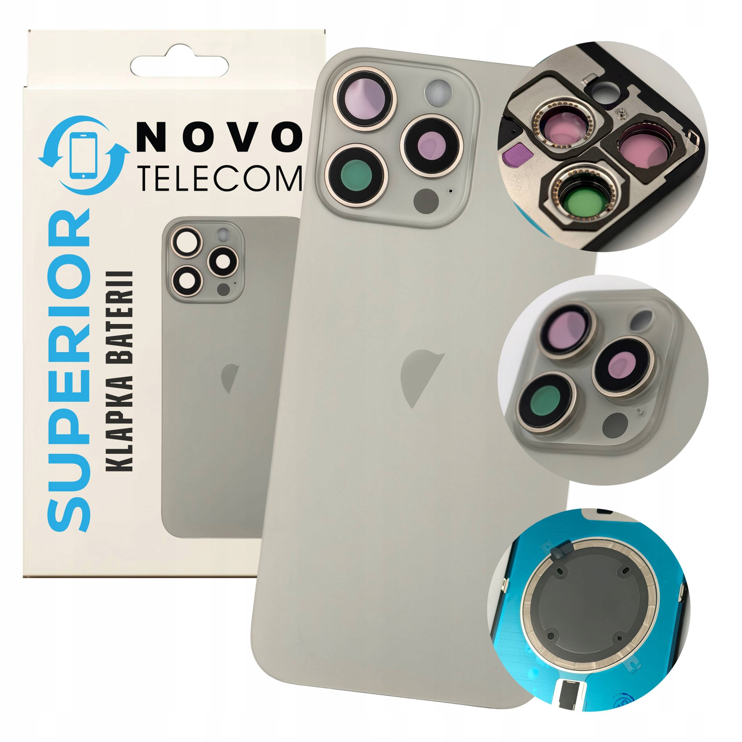 Klapka Baterii Naturalna do iPhone 16 Pro Max Plecki Szkło Panel Tył