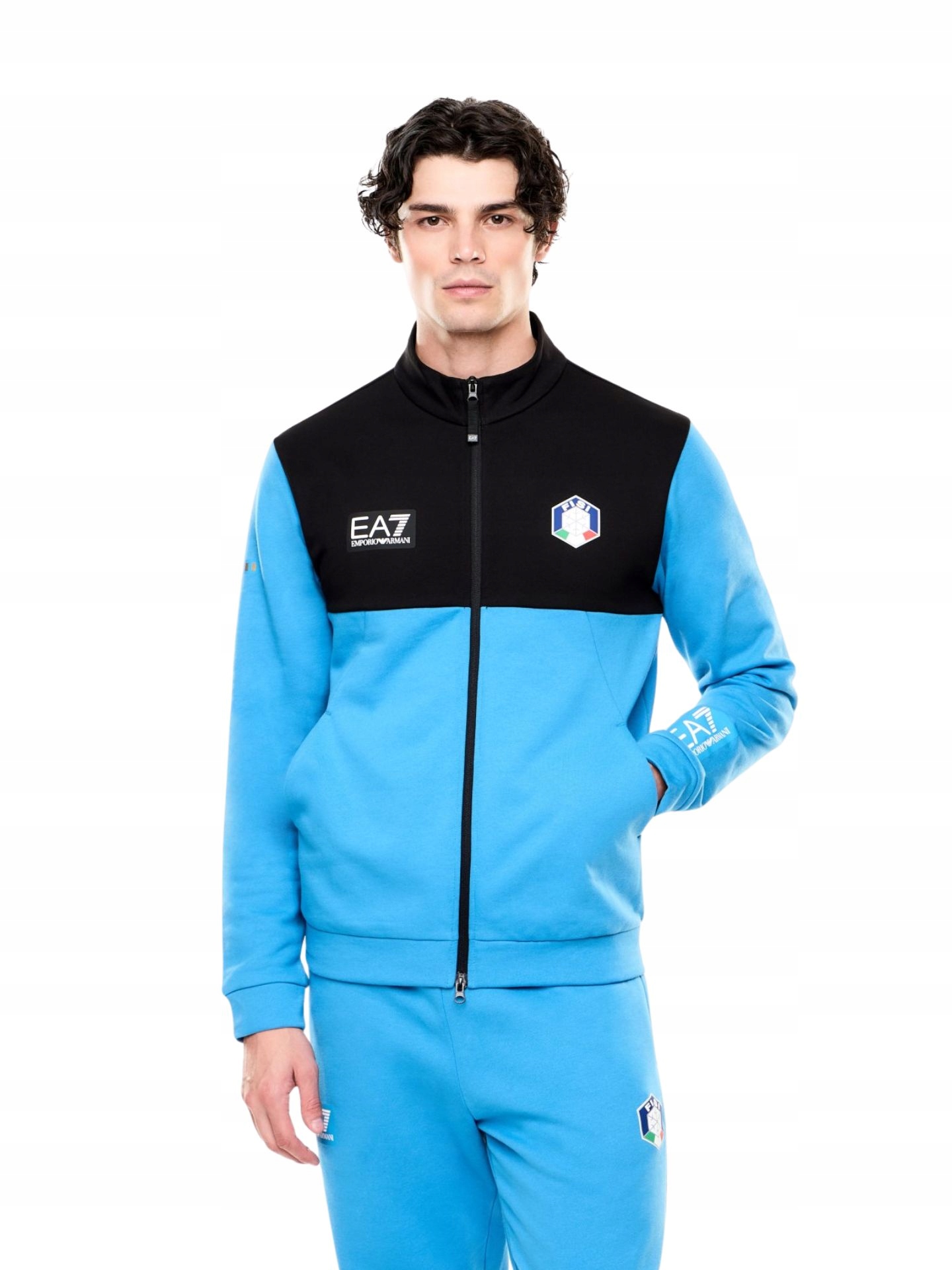 Pánská mikina na zip EA7 Emporio Armani Fisi Natural VENTUS7 Blue XL
