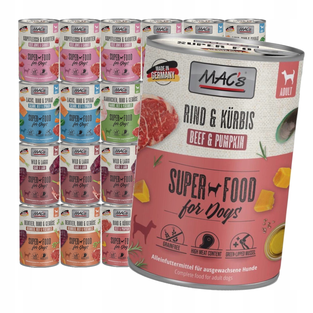 Levně MAC's Dog Bezobilné Vlhké Krmivo pro psy Mix Chutí bez drůbeže 24x400 g