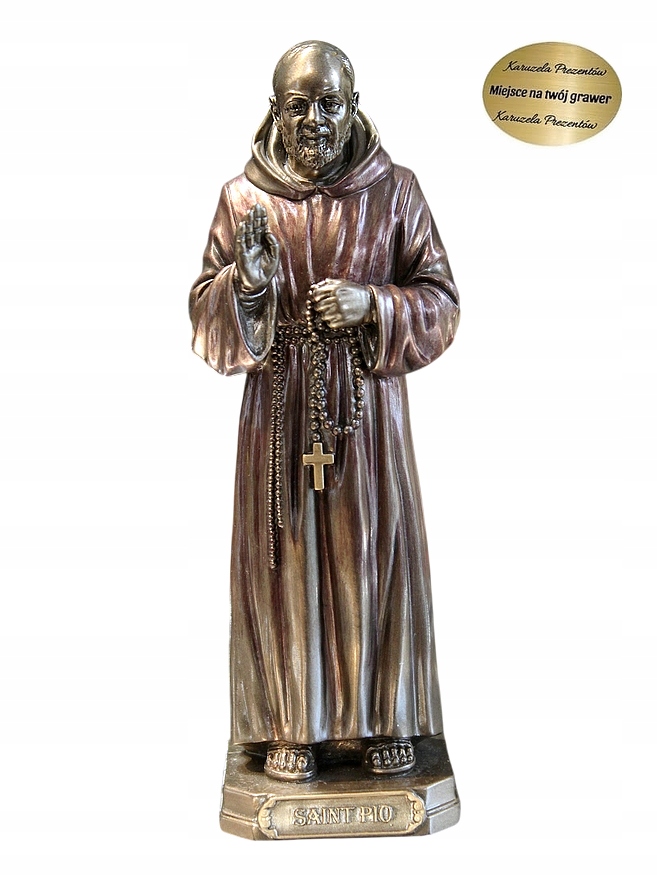 Figurka Svatý Otec Pio S Růžencem Dekorativní Do Kaple Nebo Kanceláře v