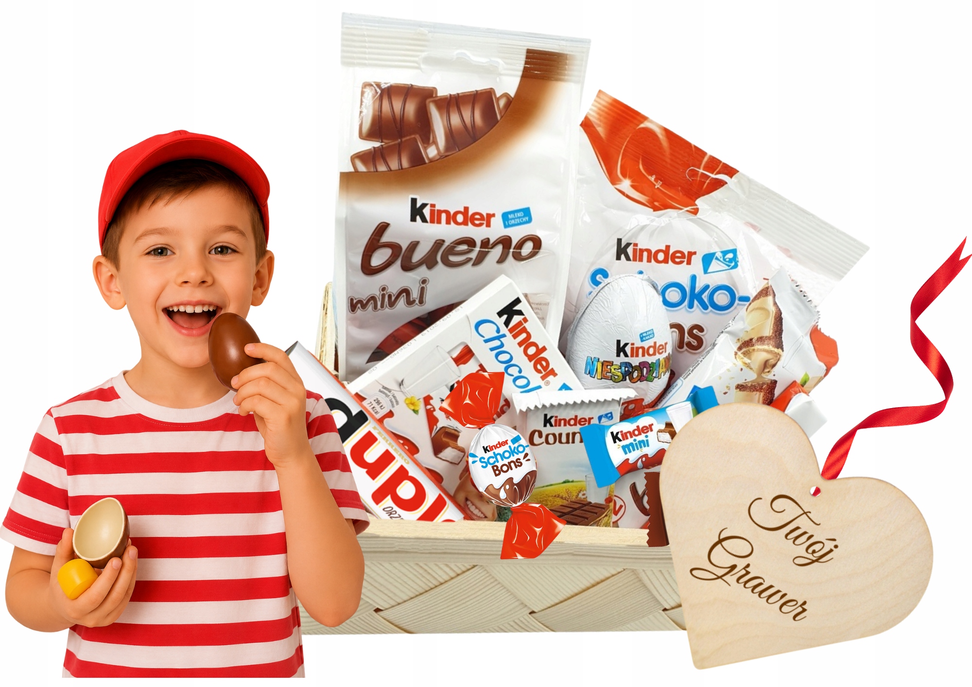 Dárkový koš na sladkosti Kinder Gravírovací Dárek k Den dětí