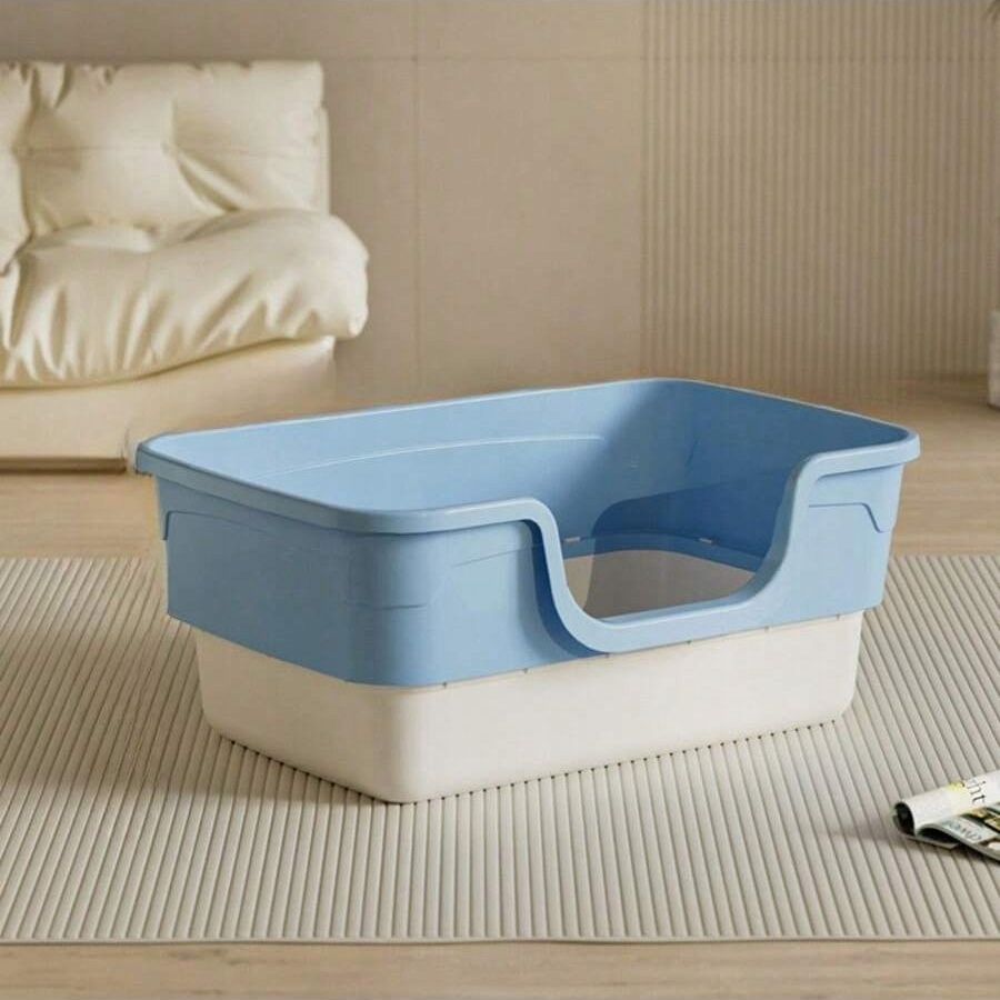 Velká toaleta pro kočky otevřená 55x39x25 cm, s lopatkou, hluboká proti rozstřiku