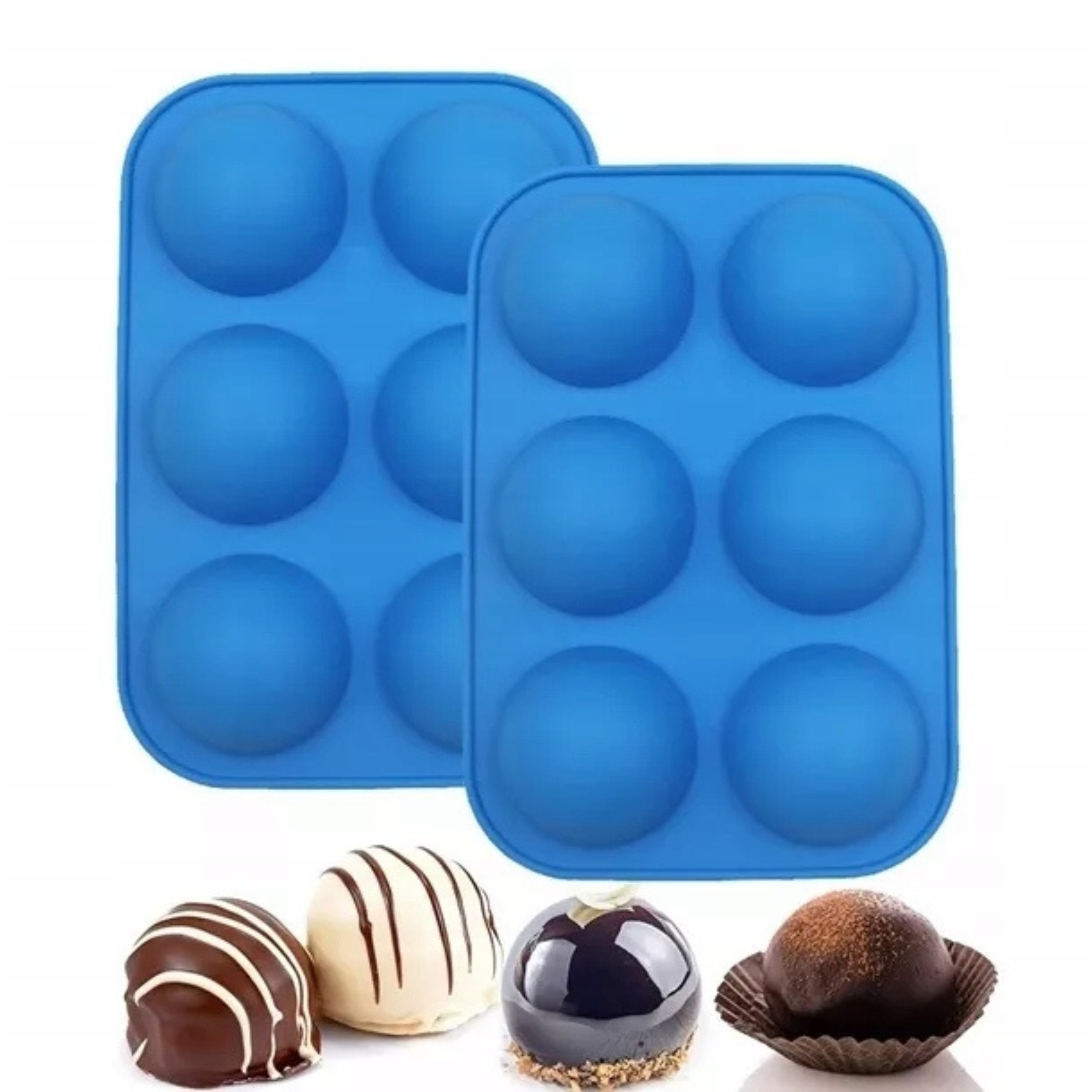 SILIKONOWA FORMA OKRĄGŁA PÓŁKULE FOREMKA DO LODÓW DESERÓW PRALINEK