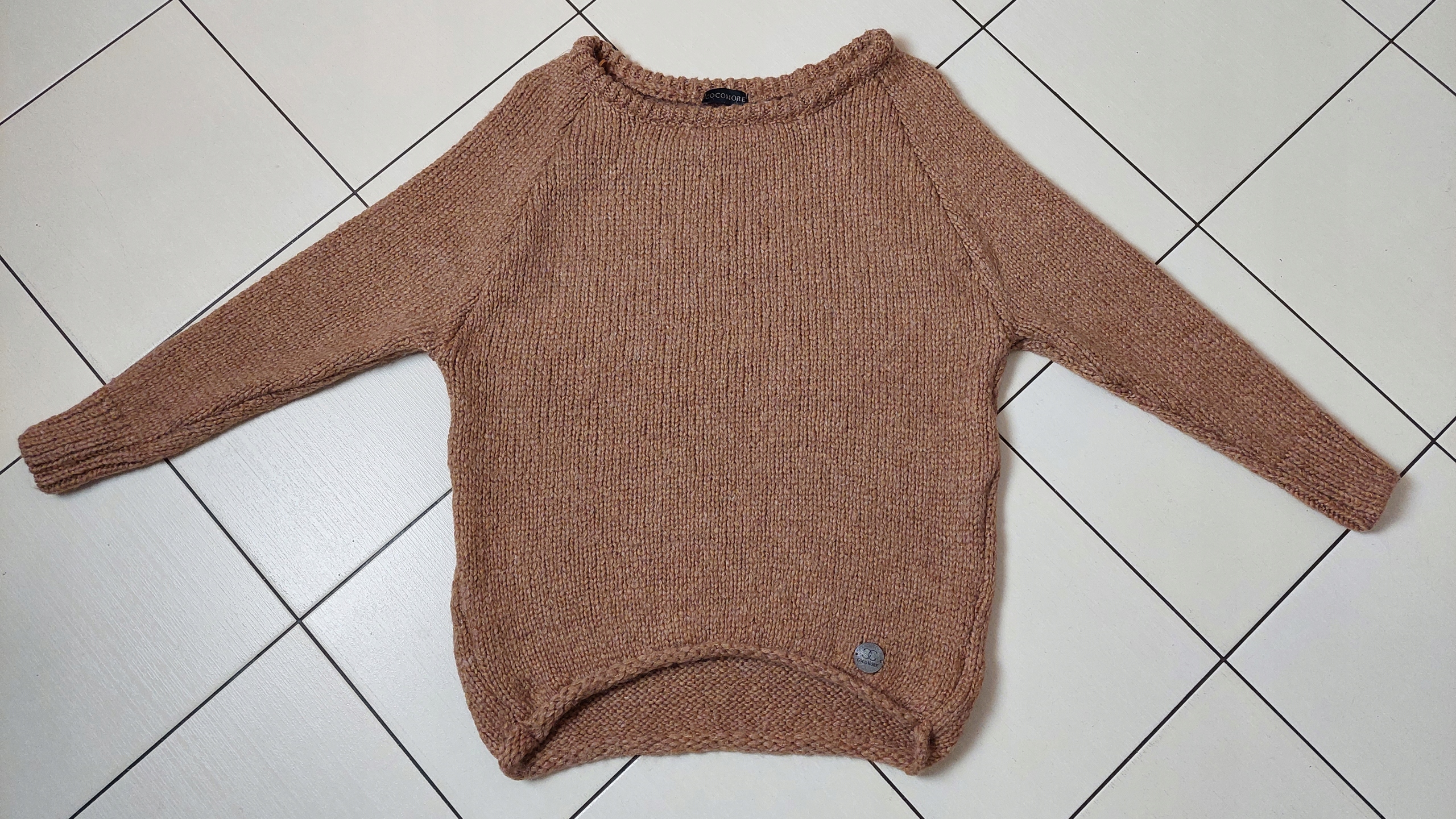 COCOMORE Sweter Rulon Zielony + Beżowy Zapięcie brak