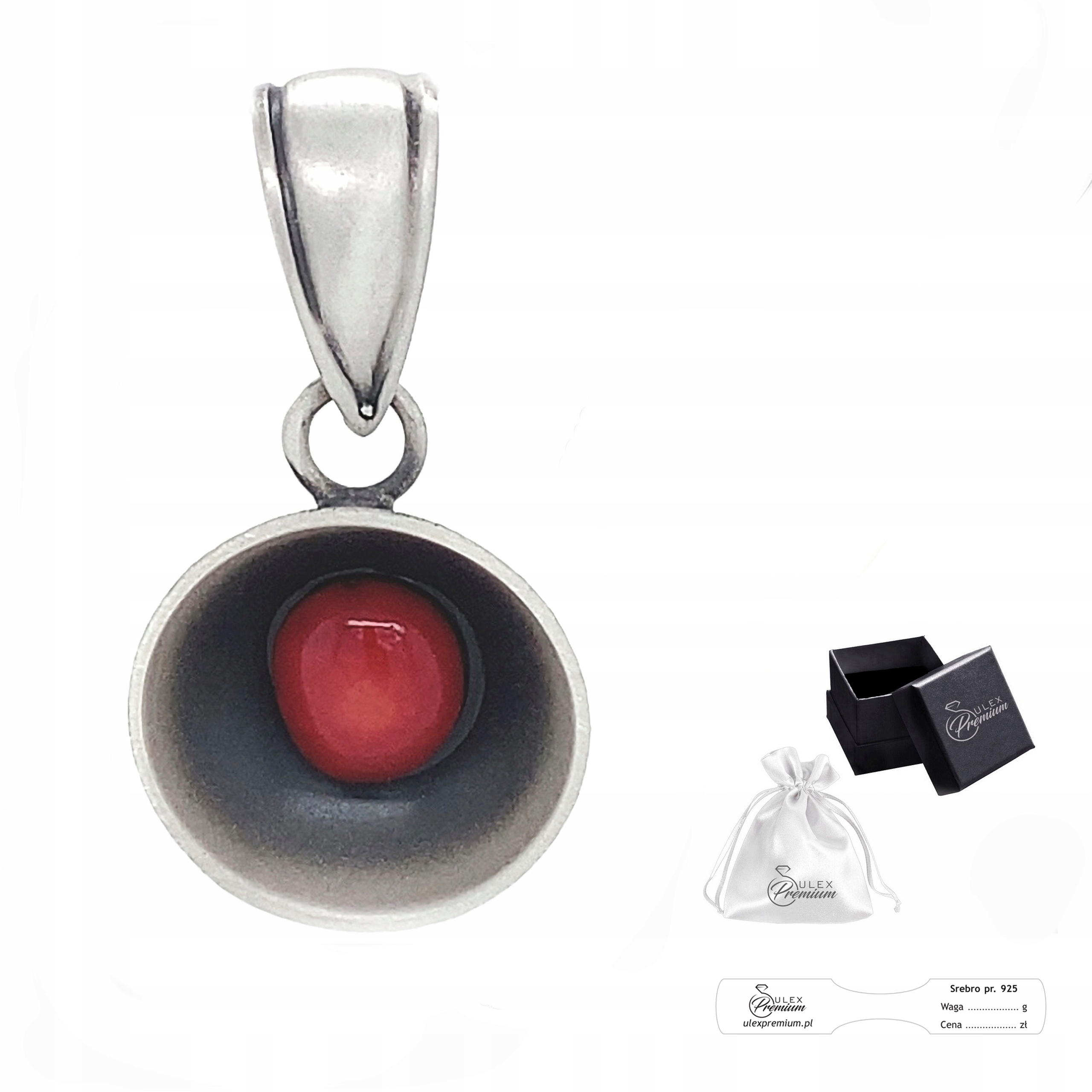 Přívěsek Stříbro ryzost 925 Krásný Přívěsek s Korálem Ruční práce