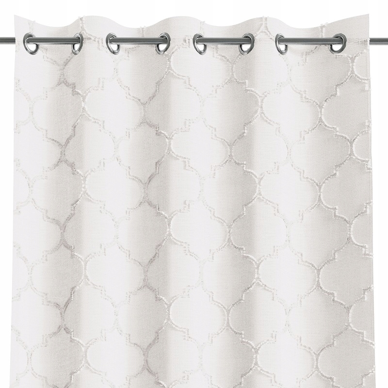 

Firana wzorzysta na przelotkach 140x250 Kremowa