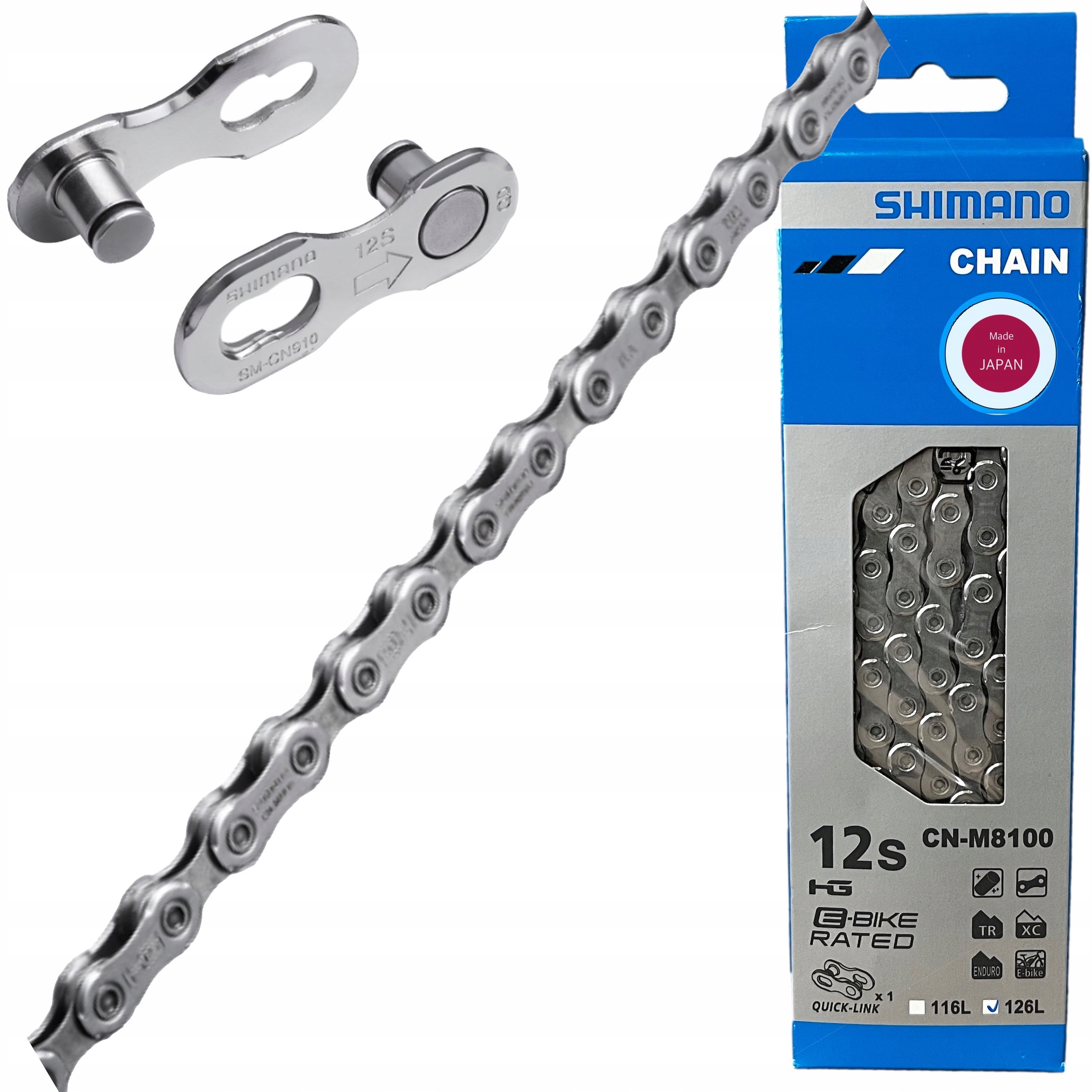 Łańcuch Rowerowy Shimano Xt E-bike 12s M8100 126 ogniw Box Japan