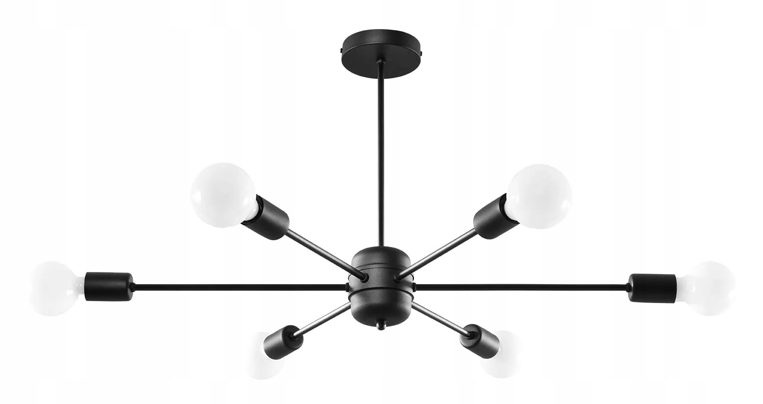 Luster Sollux Lango 6 čierny E27 kovový s možnosťou stmievania