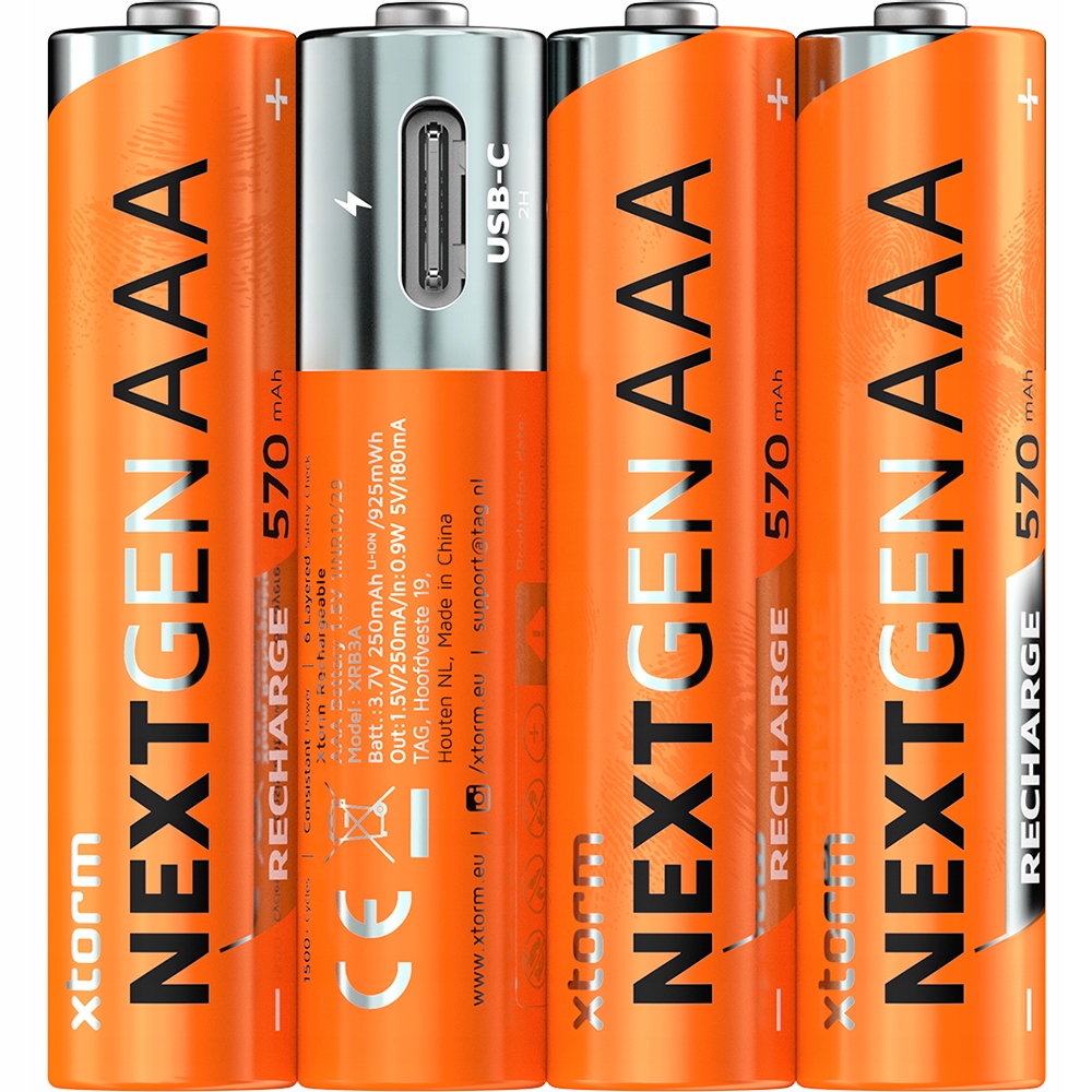 Aaa akumulátory, dobíjecí baterie, Usb-c Xtorm 570mAh, s vysokou kapacitou