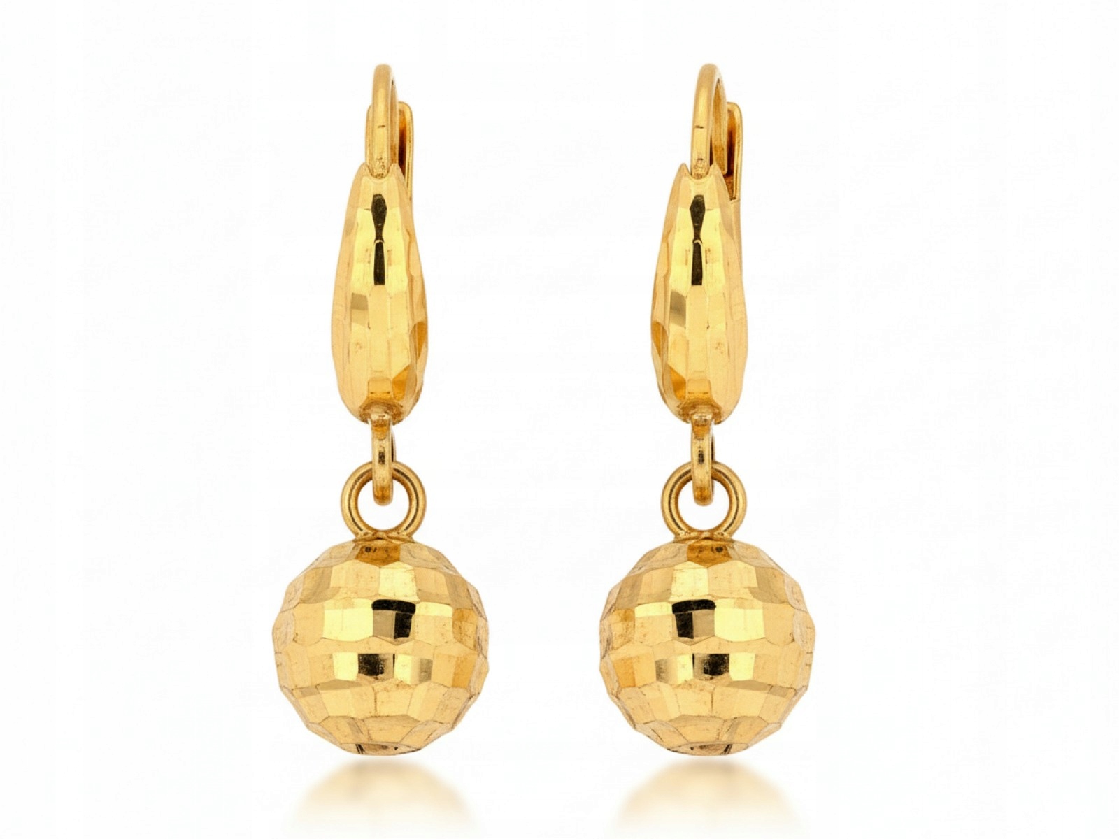 Zlaté Náušnice 585 anglické závěsné zapínání s lesklou kuličkou