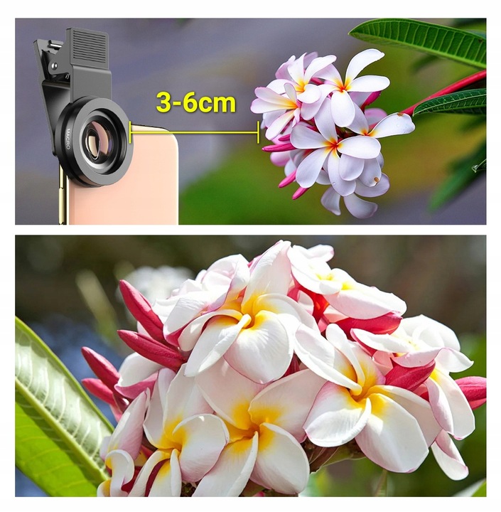 OBIEKTYW DO TELEFONU APEXEL 6W1 MAKRO SZEROKOKĄTNY Średnica 50 mm