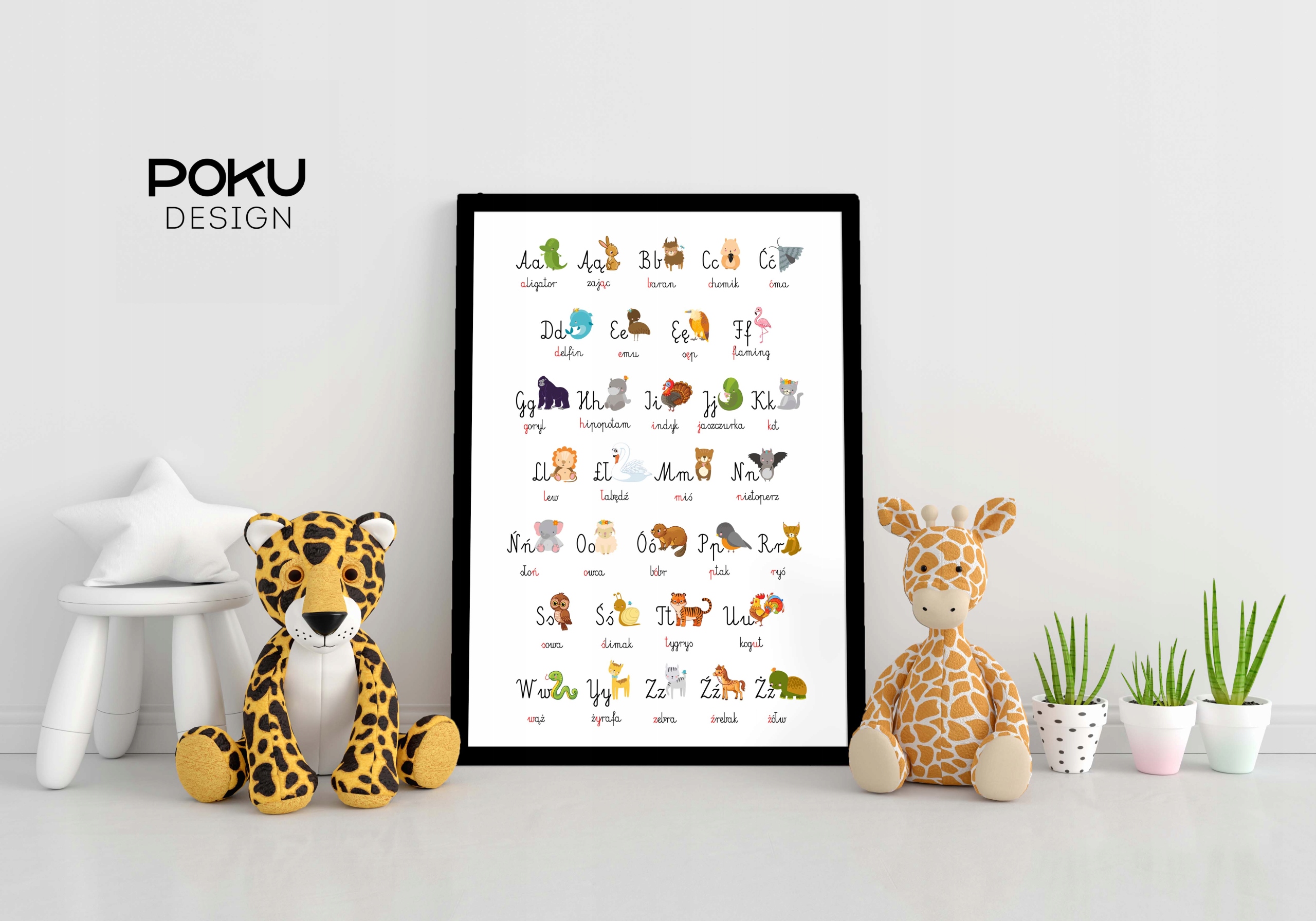 Alfabet DUŻY plakat edukacyjny A3 RAMKA przepiękne Bohater brak