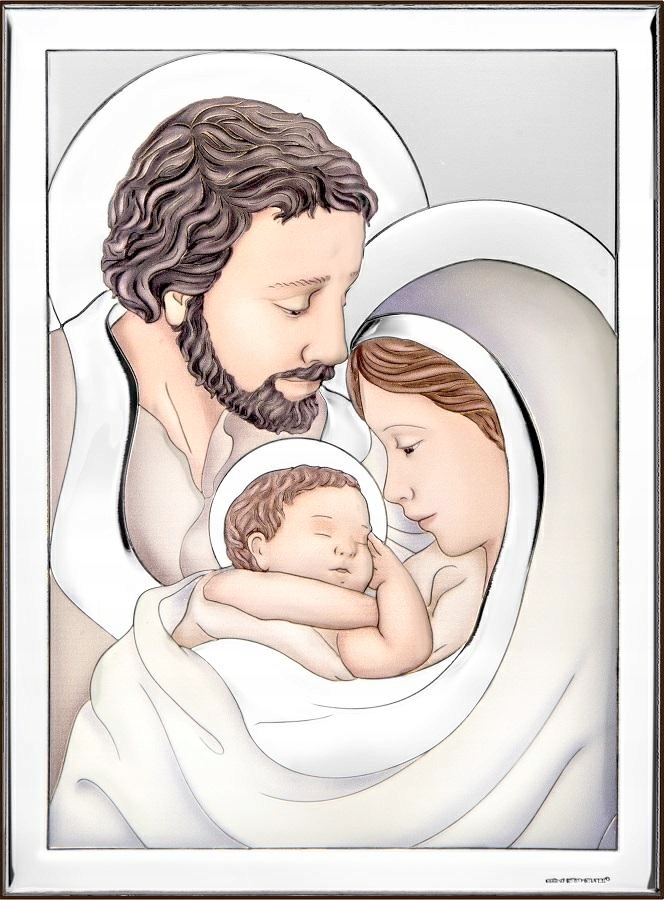 Gravírování suvenýru Obraz Svatá rodina Stříbrný obrázek Velký Svatba výročí