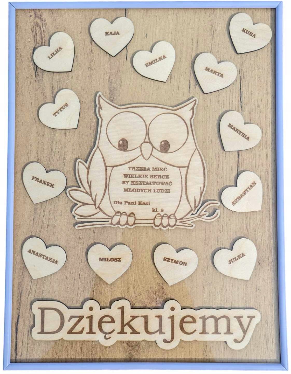 dárek Poděkování Ke Dni Učitelů Gravírování Sova Rámeček Se Jmény